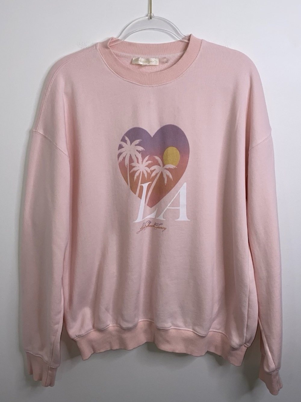 LoveShackFancy LA Light Pink Pullover Sweatshirt Size M/L Boho Surf Beach